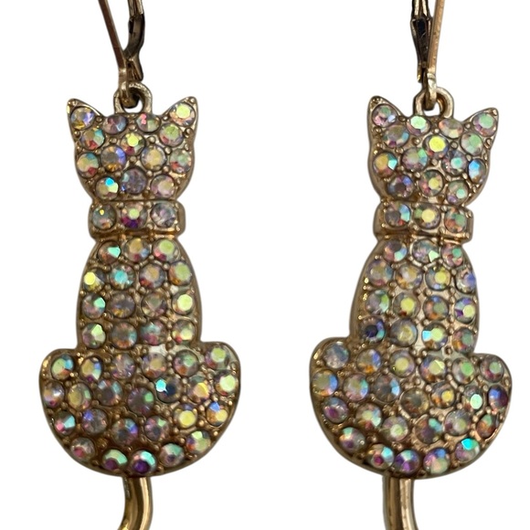 Bella Jack Crystal Cat Dangle Earrings - Golden Sparkle - Picture 5 of 8